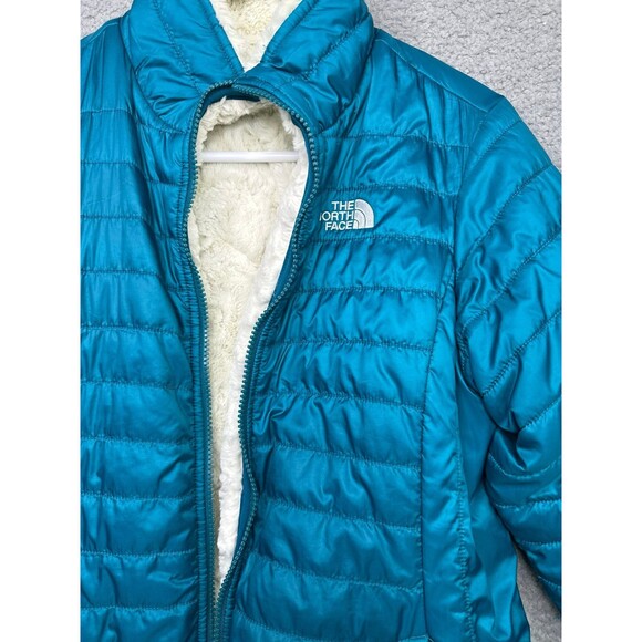 The north face puffer reversible girls Jacket deep lagoon size xl - Picture 2 of 9